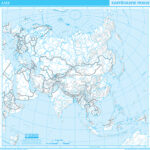 Asie Jih 1 : 45 000 000 A4 slepá mapa