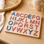 Drevené puzzle abeceda veľké tlačené písmená pre deti