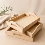 Drevené tácky sada 3 kusy na Montessori aktivity praktického života / Dřevěné tácky sada 3 kusy pro Montessori aktivity praktického života